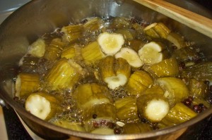 Southern Sweet Pickles simmering.